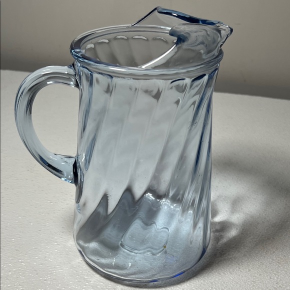 Vintage Elegant Blue Glass Pitcher Swirl Design - Picture 5 of 7